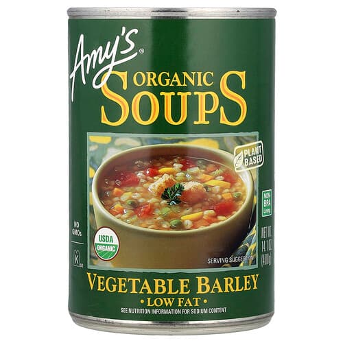 Amy's, Organic Soups, Vegetable Barley, Low Fat, 14.1 oz (400 g)