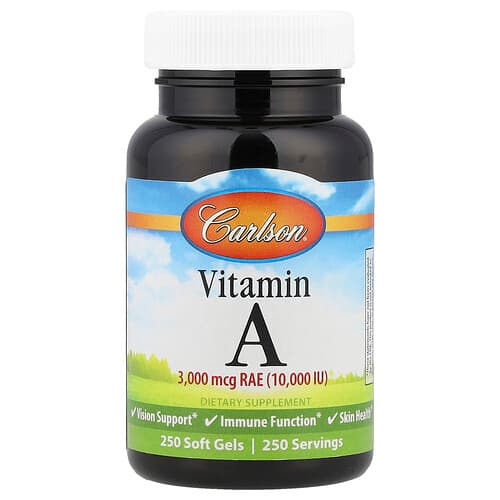 Carlson, Vitamin A, 3,000 mcg RAE (10,000 IU), 250 Soft Gels