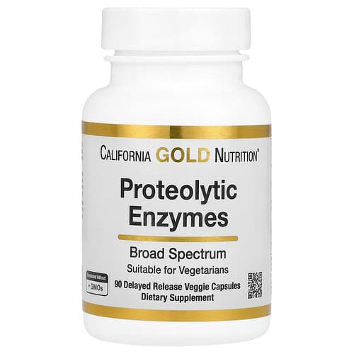 California Gold Nutrition, Proteolytic Enzymes with Fruit Derived Enzyme Blend, Rutin, Pancreatin Alternative Blend and Serratiopeptidase, 90 Delayed