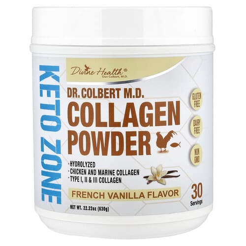 Divine Health, Dr. Colbert M.D., Collagen Powder, French Vanilla, 22.22 oz (630 g)