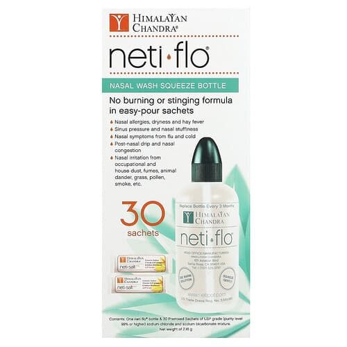 Himalayan Chandra, Nasal Wash Squeeze Bottle with Neti Salt Saches, 2.16 g