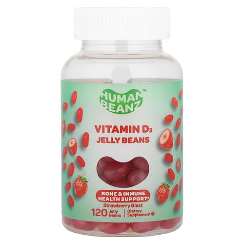 Human Beanz, Vitamin D3 Jelly Beans, Strawberry Blast, 120 Jelly Beans