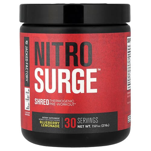 Jacked Factory, Nitro Surge™, Shred Thermogenic Pre-Workout, Blueberry Lemonade, 7.61 oz (216 g)