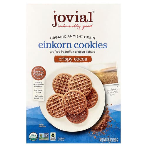 Jovial, Organic Einkorn Cookies, Crispy Cocoa, 8.8 oz (250 g)