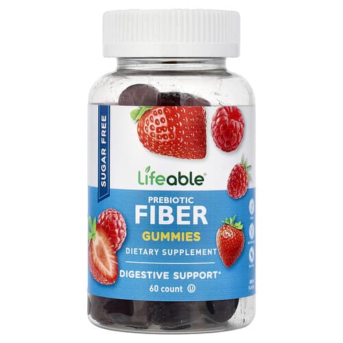 Lifeable, Prebiotic Fiber Gummies, Sugar Free, Berry, 60 Gummies