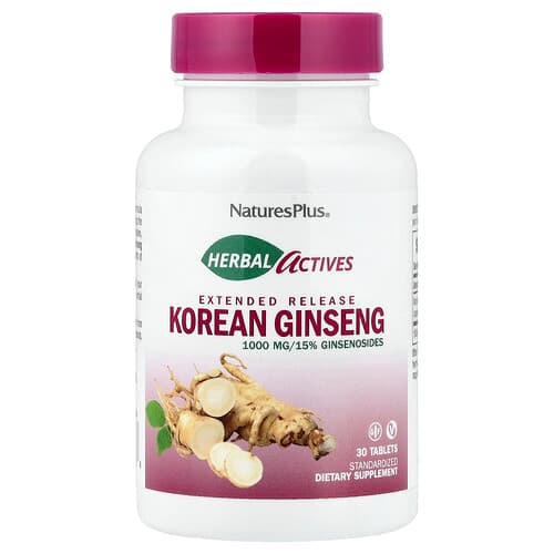 NaturesPlus, Herbal Actives, Korean Ginseng, 1,000 mg, 30 Tablets