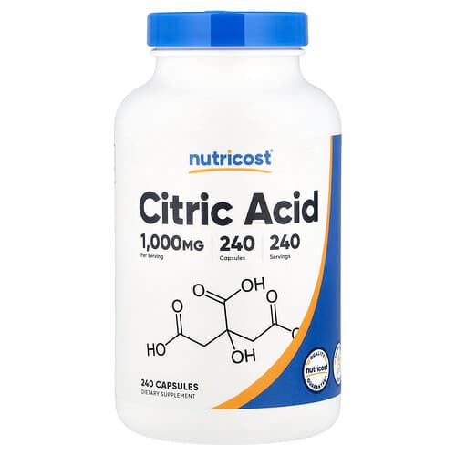 Nutricost, Citric Acid, 1,000 mg, 240 Capsules