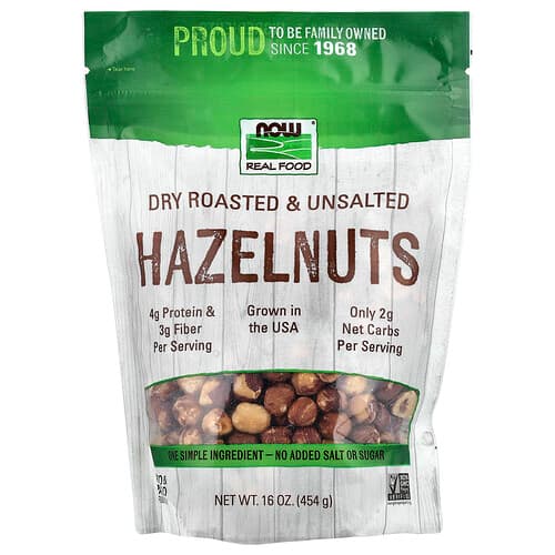 NOW Foods, Hazelnuts, Dry Roasted & Unsalted, 16 oz (454 g)