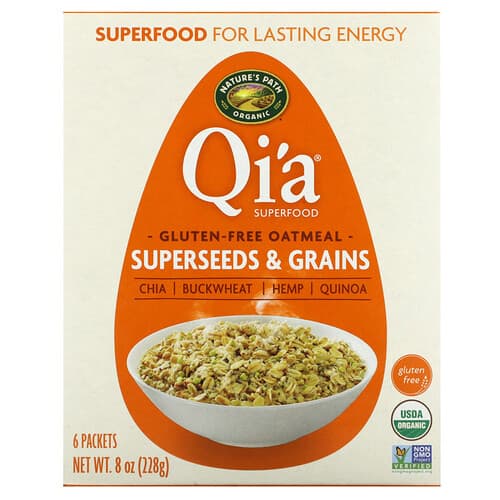 Nature's Path, Organic Qi'a® Superfood Gluten Free Oatmeal, Superseeds & Grains, 6 Packets, 38 g Each