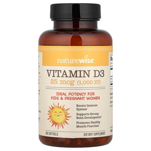 NatureWise, Vitamin D3, 25 mcg (1,000 IU), 360 Softgels
