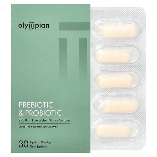 Olympian Labs, Prebiotic & Probiotic, 30 Capsules
