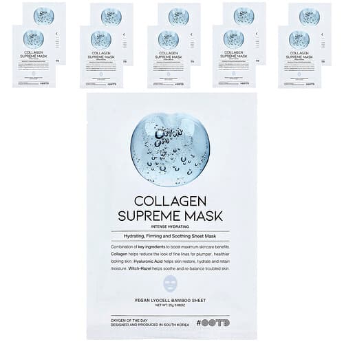OOTD, Collagen Supreme Beauty Mask, 10 Sheets, 0.88 oz (25 g) Each