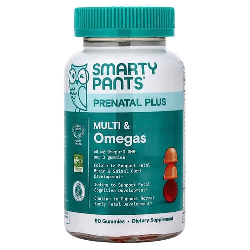 SmartyPants, Prenatal Plus, Multi & Omegas Gummies, Orange and Strawberry Lemonade, 90 Gummies