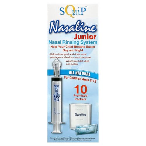 Squip, Nasaline Junior, Nasal Rinsing System, For Children Ages 4-12, 14 Piece Kit