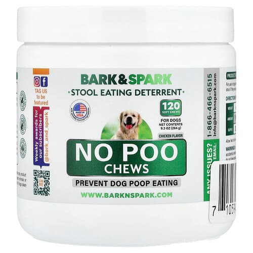 Bark&Spark, No Poo Chews, For Dogs, Chicken , 120 Soft Chews, 9.3 oz (264 g)
