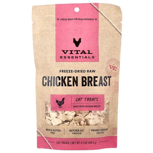 Vital Essentials, Freeze-Dried Raw Cat Treats, Chicken Breast, 2.1 oz (59.5 g)