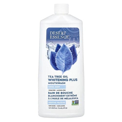 Desert Essence, Tea Tree Oil, Whitening Plus Mouthwash, Cool Mint, 16 fl oz (473 ml)