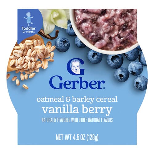 Gerber, Oatmeal & Barley Cereal, 12+ Months, Vanilla Berry, 4.5 oz (128 g)