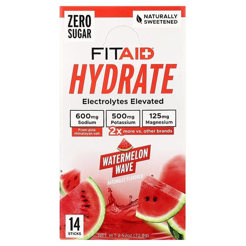 FITAID, Hydrate, Watermelon Wave, 14 Sticks, 0.18 oz (5.2 g)