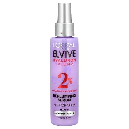 L'Oréal, Elvive, Hyaluron + Plump, Replumping Serum, Dry Dehydrated Hair, 4.4 fl oz (130 ml)