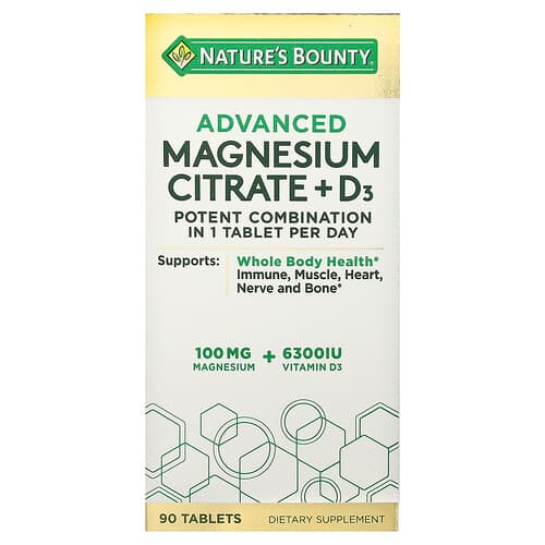 Nature's Bounty, Advanced Magnesium Citrate + D3, 90 Tablets