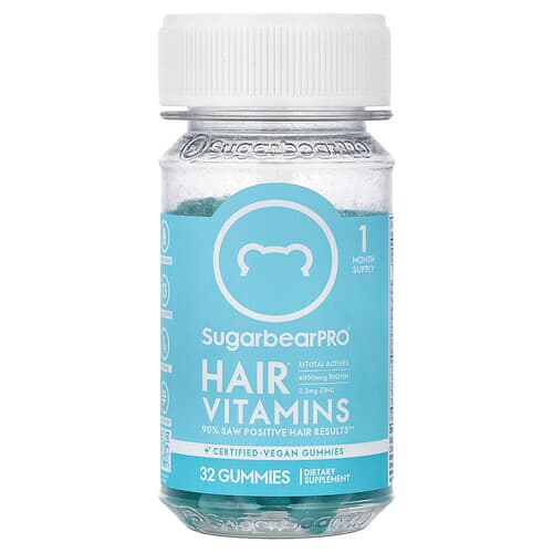 SugarbearPro, Hair Vitamins Gummies, 32 Gummies