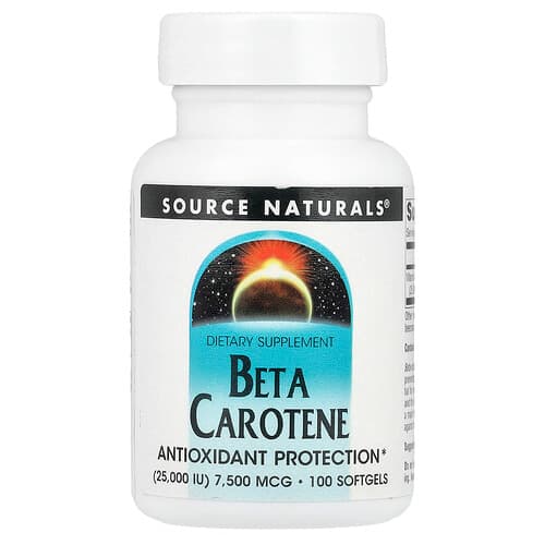 Source Naturals, Beta Carotene , 7,500 mcg (25,000 IU), 100 Softgels