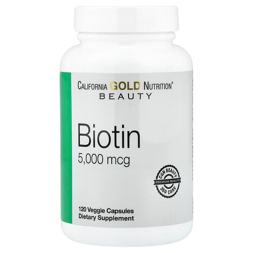 California Gold Nutrition, Biotin, 5,000 mcg, 120 Veggie Capsules