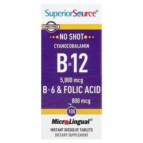 Superior Source, Vitamin B-12, B-6 & Folic Acid, 100 Instant Dissolve Tablets