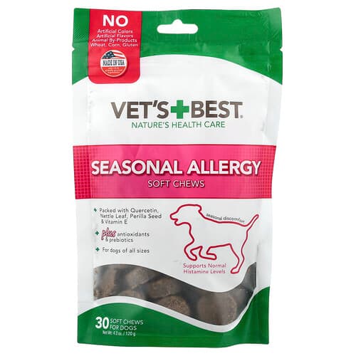 Vet's Best, Seasonal Allergy Soft Chews, For Dogs, All Sizes, 30 Soft Chews, 4.2 oz (120 g)